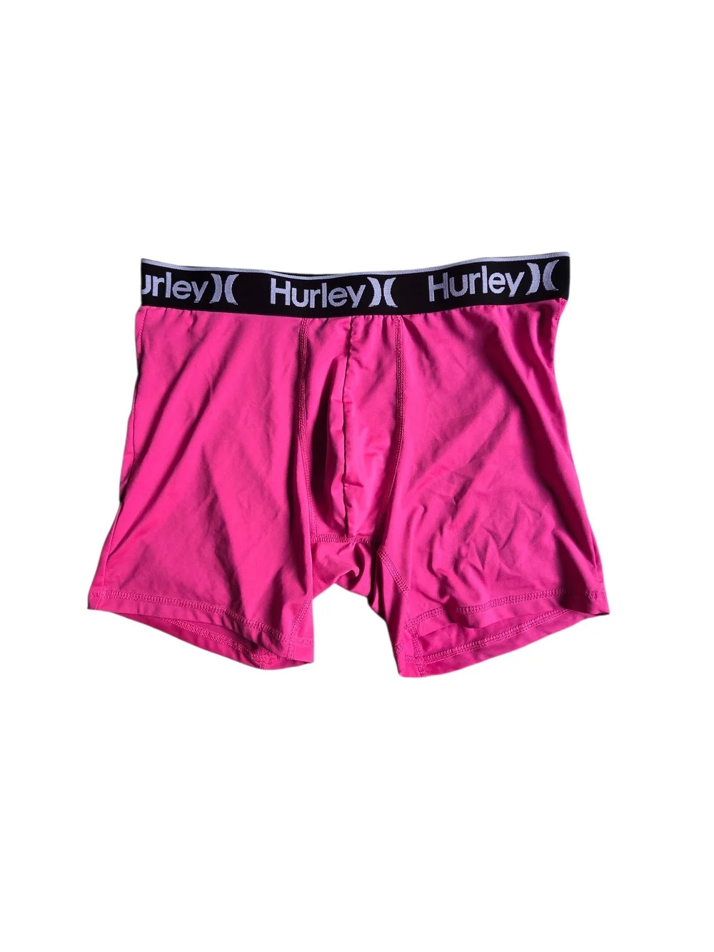 Hurley Men's Hot Pink Performance Boxer Briefs with Black Waistband Size M